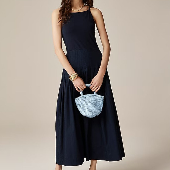 J. Crew Dresses & Skirts - J.Crew Pintuck Mixy Midi Dress Navy Blue Size Medium NWT